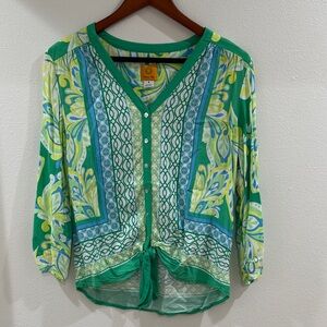Ruby Rd. Green and Blue Paisley Blouse